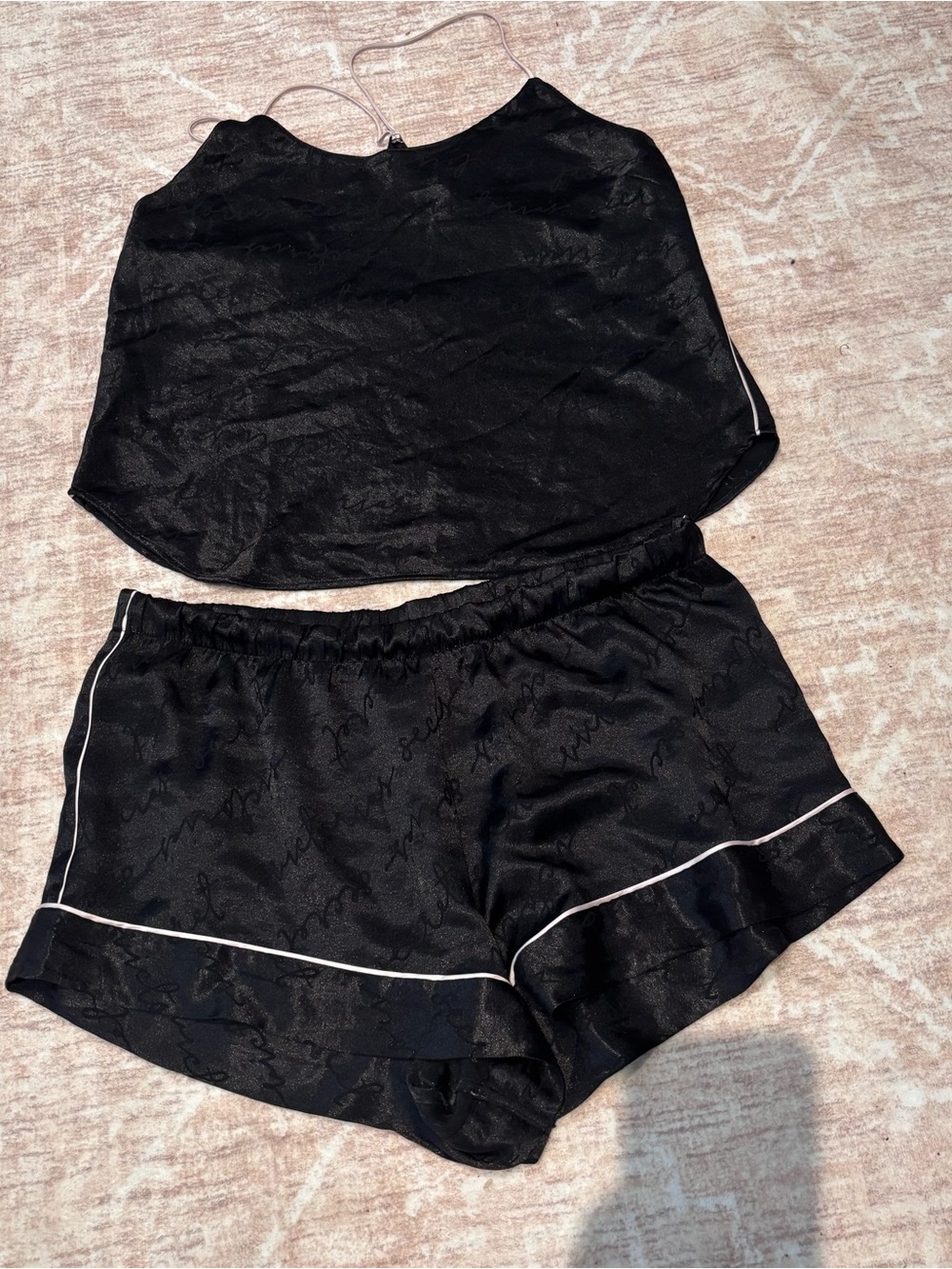 Victoria’s  Secret Black  Pajama Set with Contrast Piping size Large